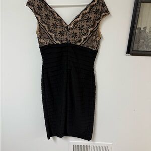 Chic Black and Beige Backless Dress